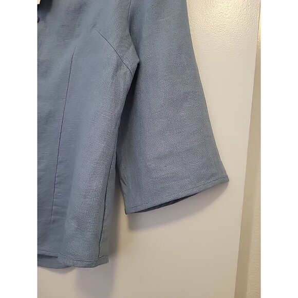 New Lintico 100% Linen Hand Button Fitted Jacket Blue Size Small - Picture 3 of 5